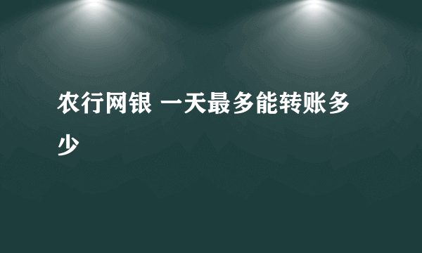 农行网银 一天最多能转账多少