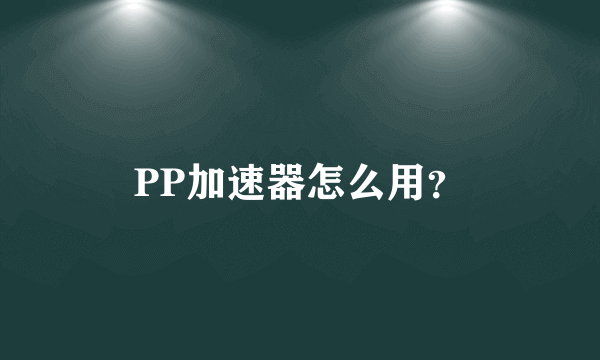 PP加速器怎么用？