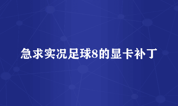 急求实况足球8的显卡补丁