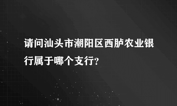 请问汕头市潮阳区西胪农业银行属于哪个支行？