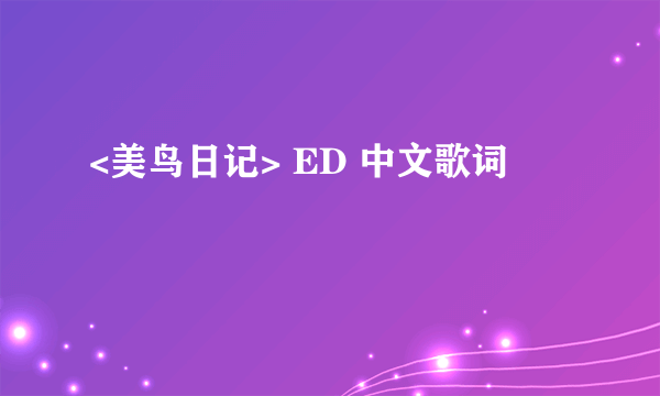 <美鸟日记> ED 中文歌词