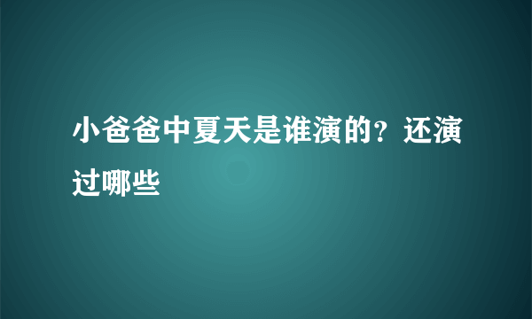 小爸爸中夏天是谁演的？还演过哪些