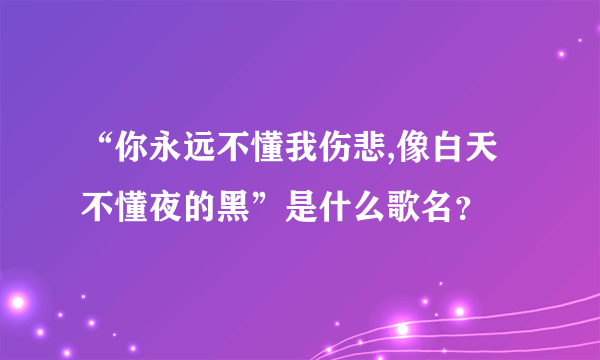 “你永远不懂我伤悲,像白天不懂夜的黑”是什么歌名？