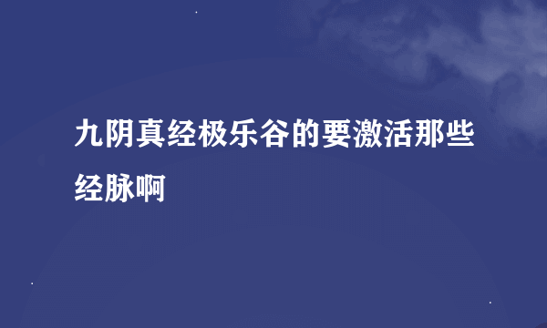 九阴真经极乐谷的要激活那些经脉啊