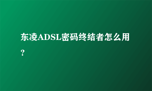 东凌ADSL密码终结者怎么用？