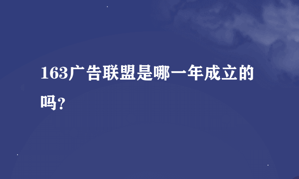 163广告联盟是哪一年成立的吗？