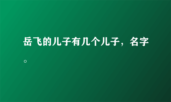 岳飞的儿子有几个儿子，名字。