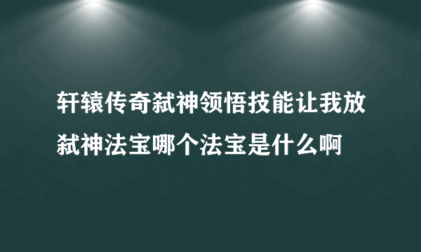 轩辕传奇弑神领悟技能让我放弑神法宝哪个法宝是什么啊