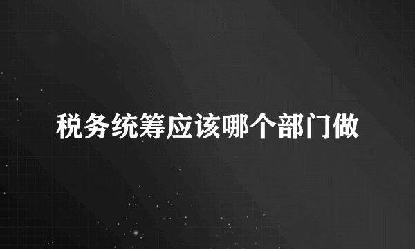 税务统筹应该哪个部门做