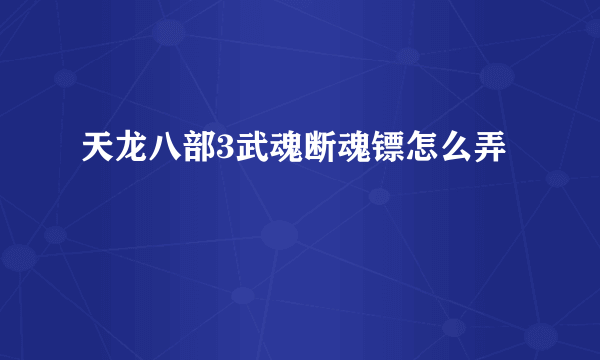 天龙八部3武魂断魂镖怎么弄