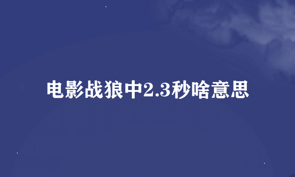 电影战狼中2.3秒啥意思