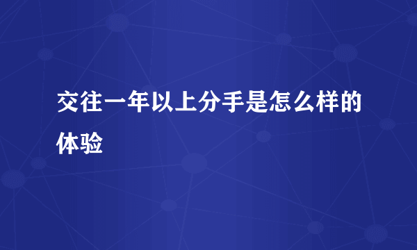 交往一年以上分手是怎么样的体验