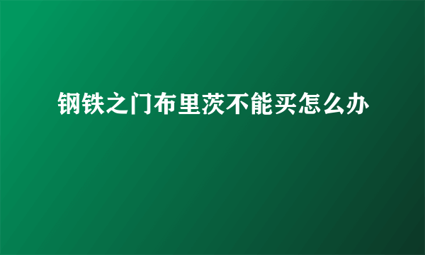 钢铁之门布里茨不能买怎么办