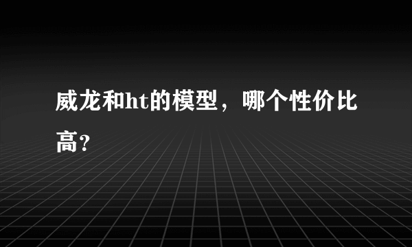 威龙和ht的模型，哪个性价比高？