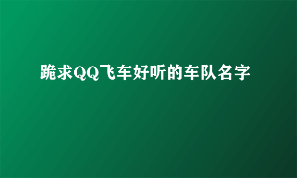 跪求QQ飞车好听的车队名字