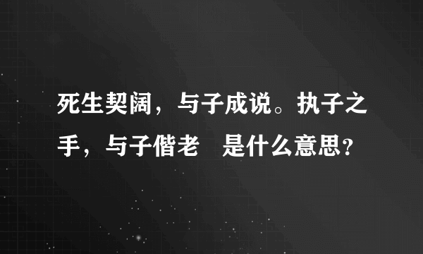 死生契阔，与子成说。执子之手，与子偕老   是什么意思？