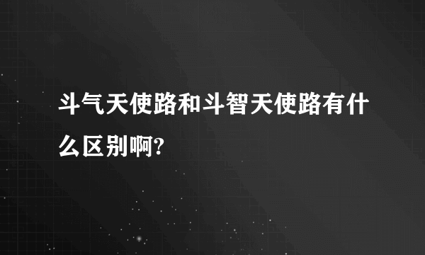 斗气天使路和斗智天使路有什么区别啊?