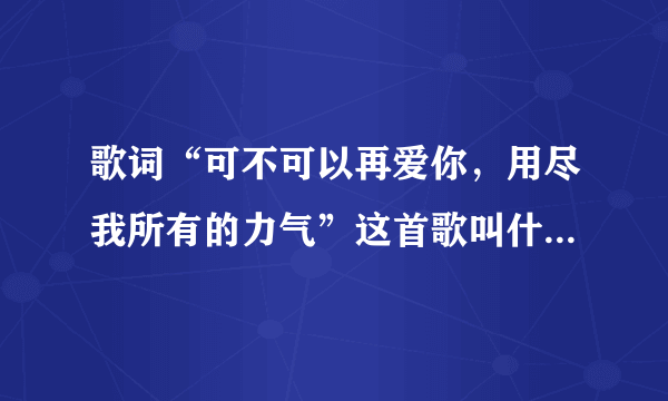 歌词“可不可以再爱你，用尽我所有的力气”这首歌叫什么名字？