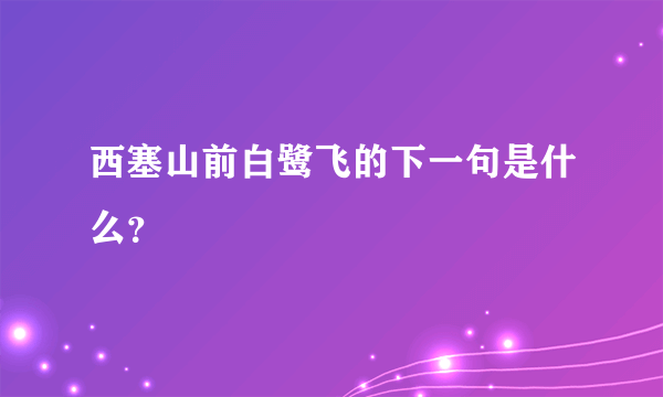 西塞山前白鹭飞的下一句是什么？