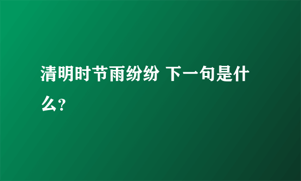 清明时节雨纷纷 下一句是什么？