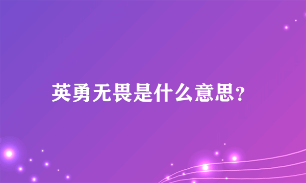 英勇无畏是什么意思？