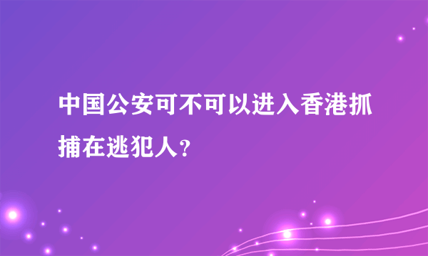 中国公安可不可以进入香港抓捕在逃犯人？