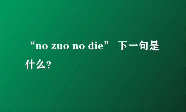 “no zuo no die” 下一句是什么？