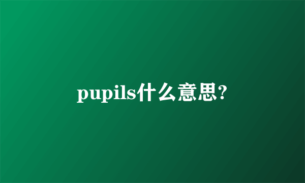 pupils什么意思?