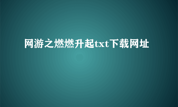 网游之燃燃升起txt下载网址