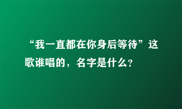 “我一直都在你身后等待”这歌谁唱的，名字是什么？