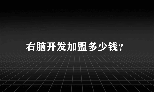 右脑开发加盟多少钱？