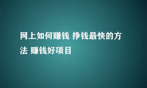 网上如何赚钱 挣钱最快的方法 赚钱好项目