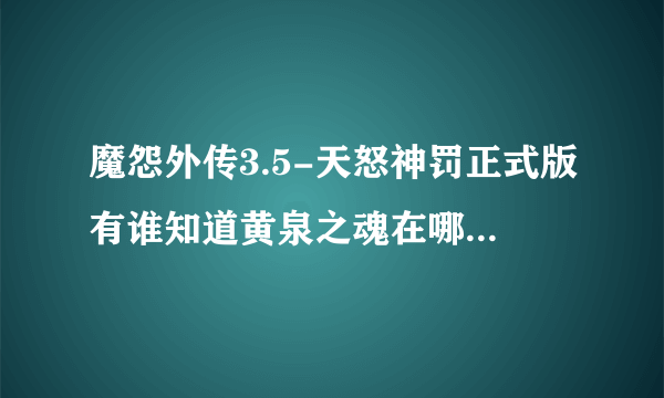 魔怨外传3.5-天怒神罚正式版有谁知道黄泉之魂在哪里？请详细解答。