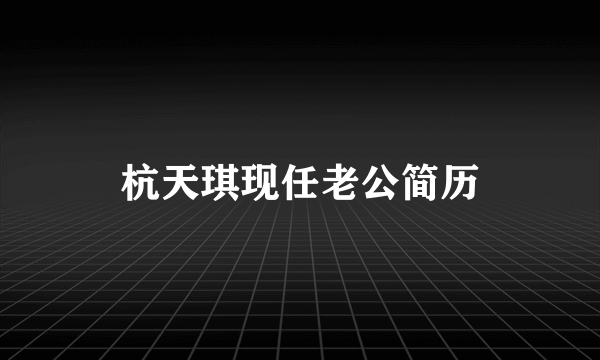 杭天琪现任老公简历