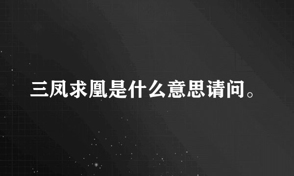 三凤求凰是什么意思请问。