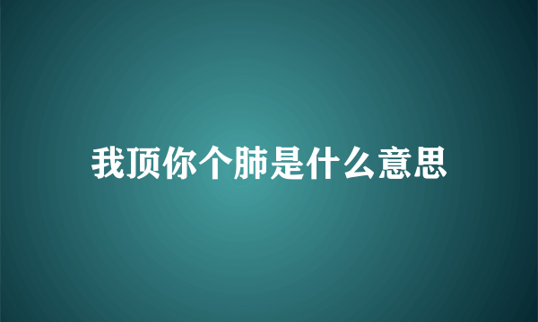 我顶你个肺是什么意思