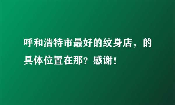 呼和浩特市最好的纹身店，的具体位置在那？感谢！