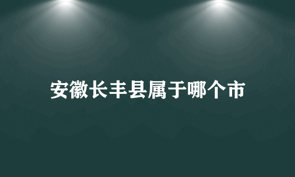 安徽长丰县属于哪个市