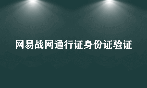 网易战网通行证身份证验证