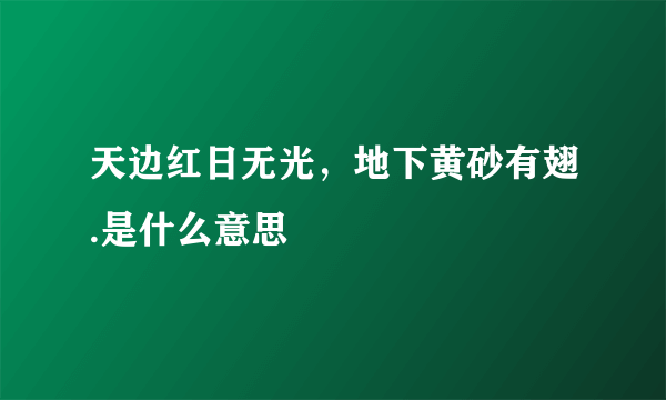 天边红日无光，地下黄砂有翅.是什么意思