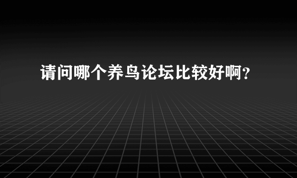 请问哪个养鸟论坛比较好啊？