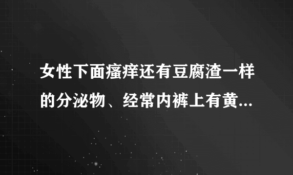 女性下面瘙痒还有豆腐渣一样的分泌物、经常内裤上有黄黄的分泌物是怎么回事？