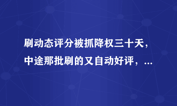 刷动态评分被抓降权三十天，中途那批刷的又自动好评，并软件回评，一下信誉高了两千点，会再被处罚封店吗