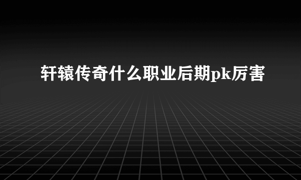 轩辕传奇什么职业后期pk厉害