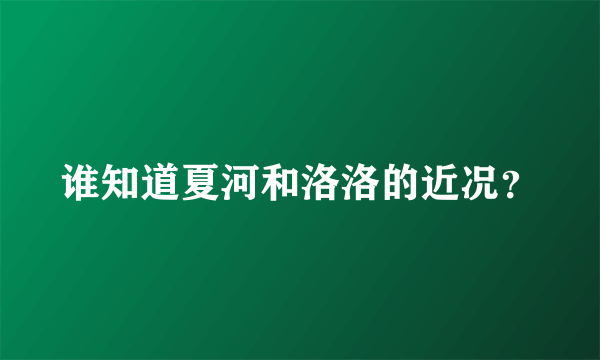 谁知道夏河和洛洛的近况？