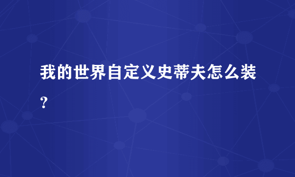 我的世界自定义史蒂夫怎么装？