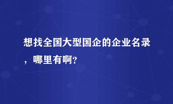 想找全国大型国企的企业名录，哪里有啊？