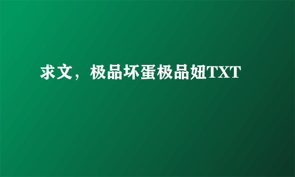 求文，极品坏蛋极品妞TXT