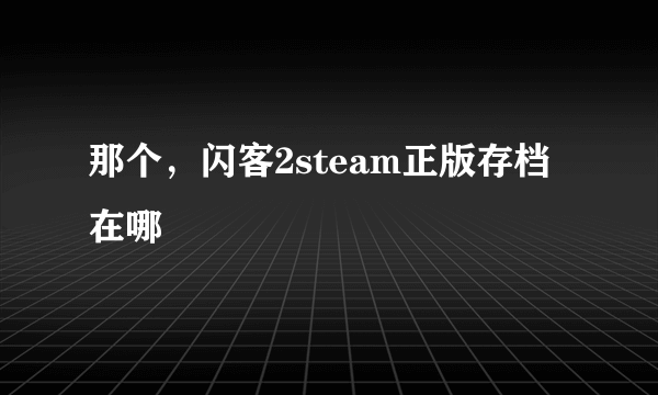 那个，闪客2steam正版存档在哪