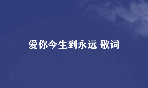 爱你今生到永远 歌词